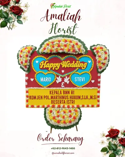 Karangan Papan Bunga Pernikahan di Pandan Sari